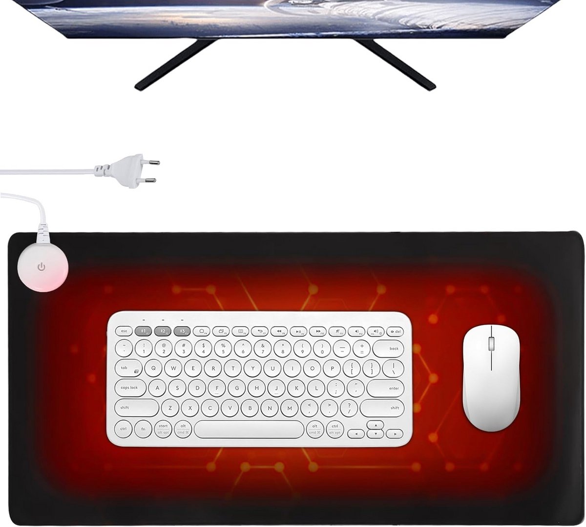 Verwarmde Deskpad 80 x 33 cm - 3 Temperatuurniveaus - Waterdicht - Timerfunctie - voor PC en Laptop