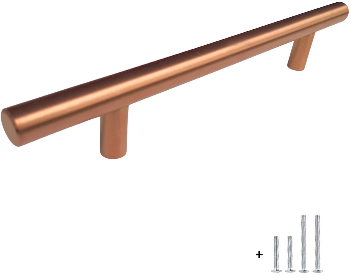 HOEXS Ronde Handgreep Rose Goud – 20cm | 128mm Hartafstand – Moderne Keukengreep Rose Gold