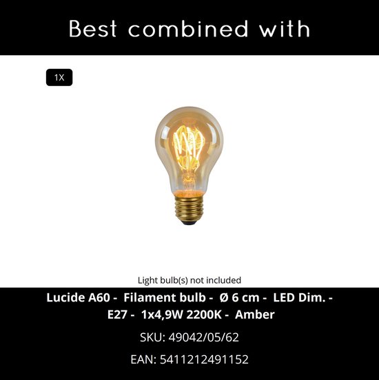 Gouden gloeilamp met zichtbare spiraal, E27 fitting, voorbij 5411212491152.
