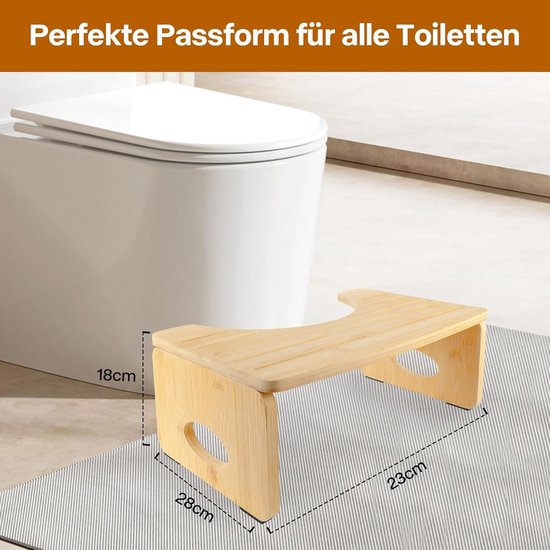 BUDDLEY® Opvouwbare bamboe toiletkruk voor een goede houding, voor volwassenen en kinderen, voor een natuurlijke hurkpositie, badkamerkruk (natuurlijk bamboe
