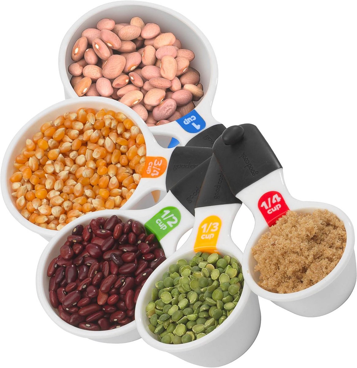 5-delige dubbele maatbekerset – BPA-vrij, antislip handgrepen, vaatwasmachinebestendig