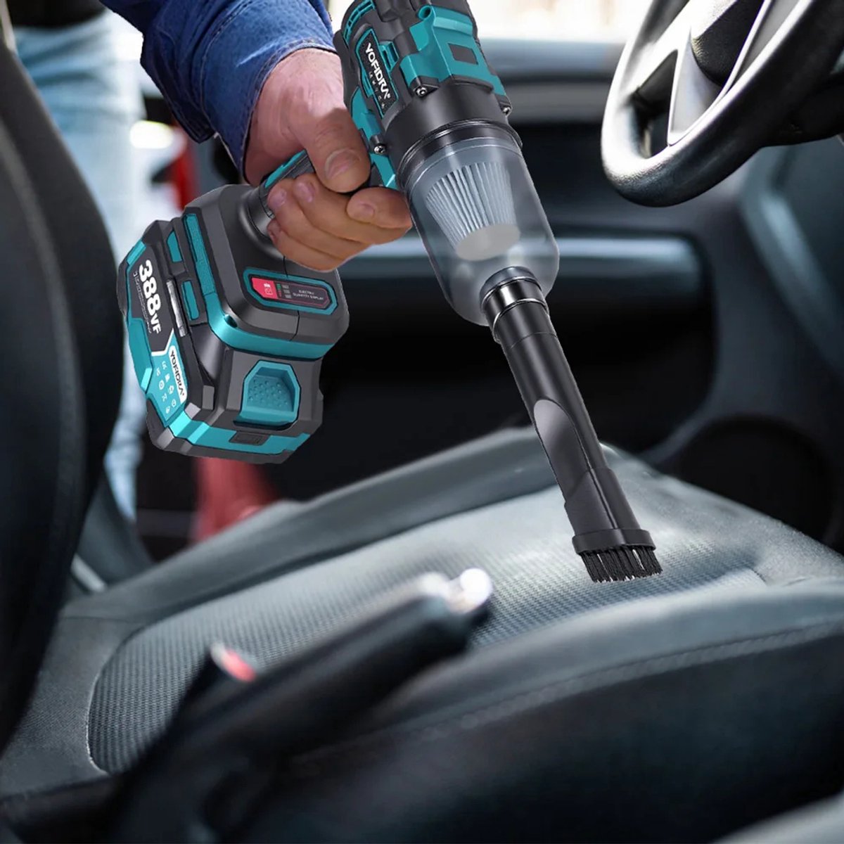 Stofzuiger - Bladblazer Met Accu - Blazer - Sneeuwblazer - Kruimeldief Snoer - 2 In 1 - Auto Blazen en Zuigen - 2x 388vf Accu's -Borstelloos – foto 7