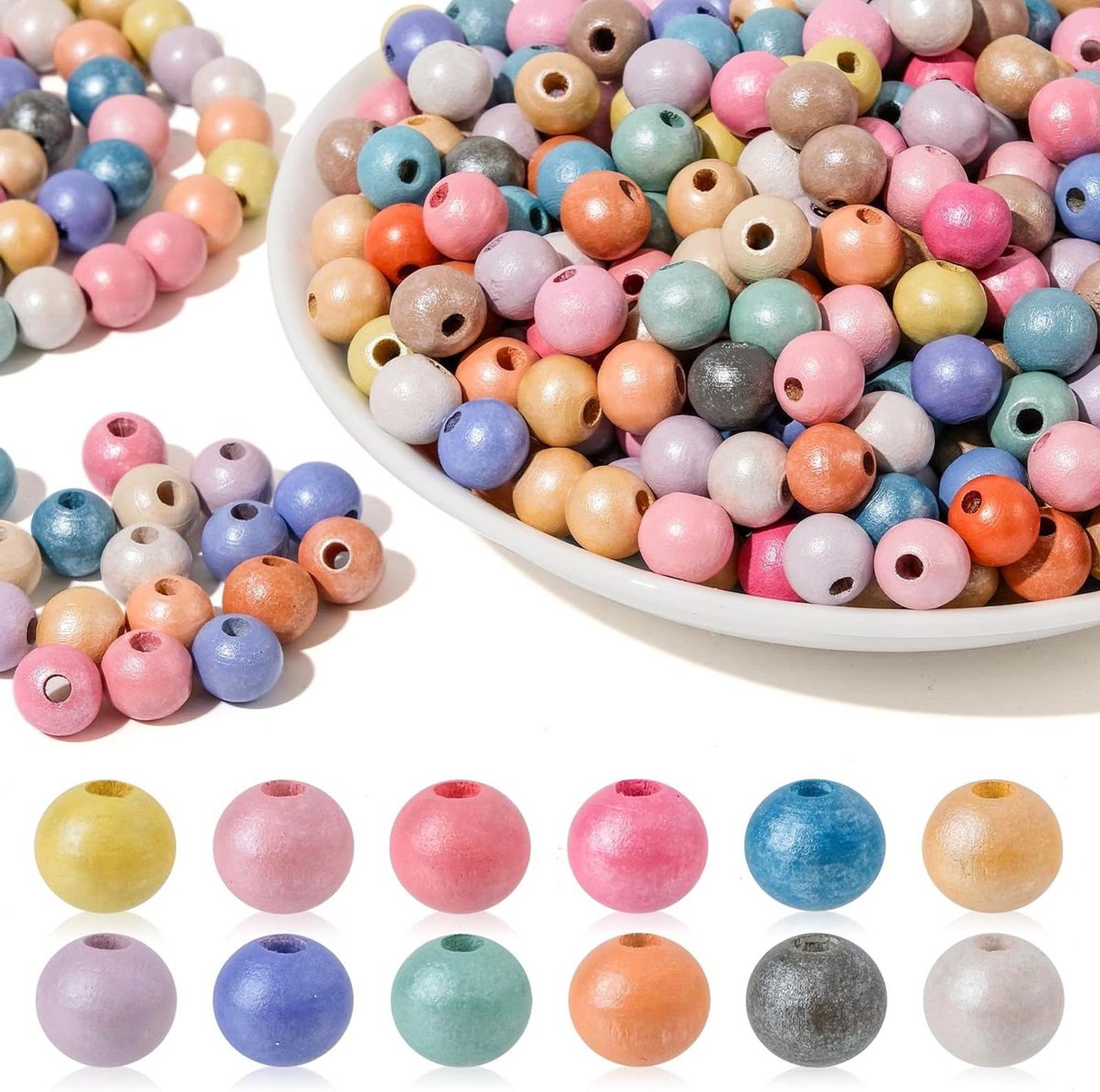 Houten kralen om te rijgen - 300 stuks - kleurrijk - 10 mm - kinderen - sieraden maken - armbanden - halskettingen