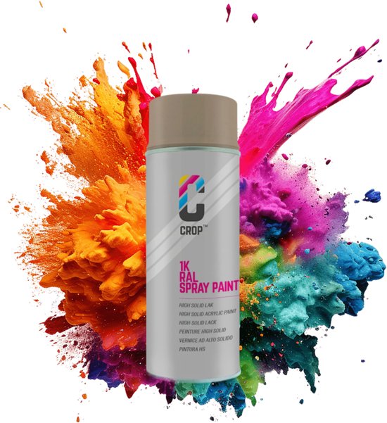 Bombe aérosol CROP RAL 1019 Gris beige - Brillant - 400 ml - Peinture aérosol Beige - 100 % grand teint - Séchage rapide - Intérieur et extérieur - RAL1019