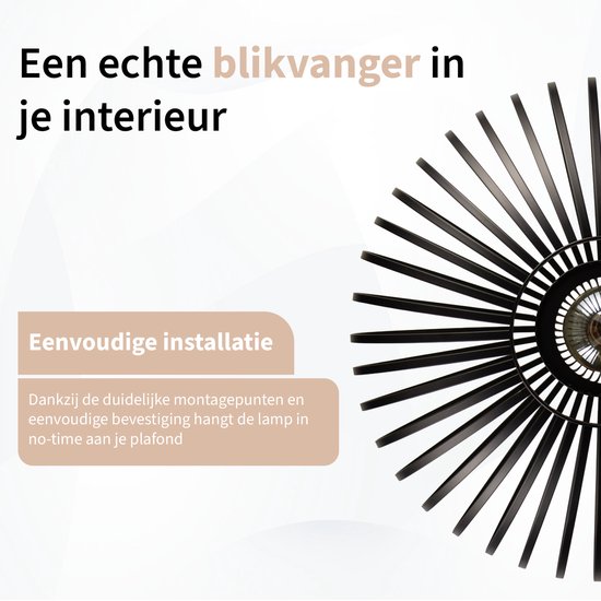 WoonWonder Luxelle Plafonnier Zwart - Plafonnier Lampe E27 - Industriel - ⌀ 40cm - Excl. Source de lumière