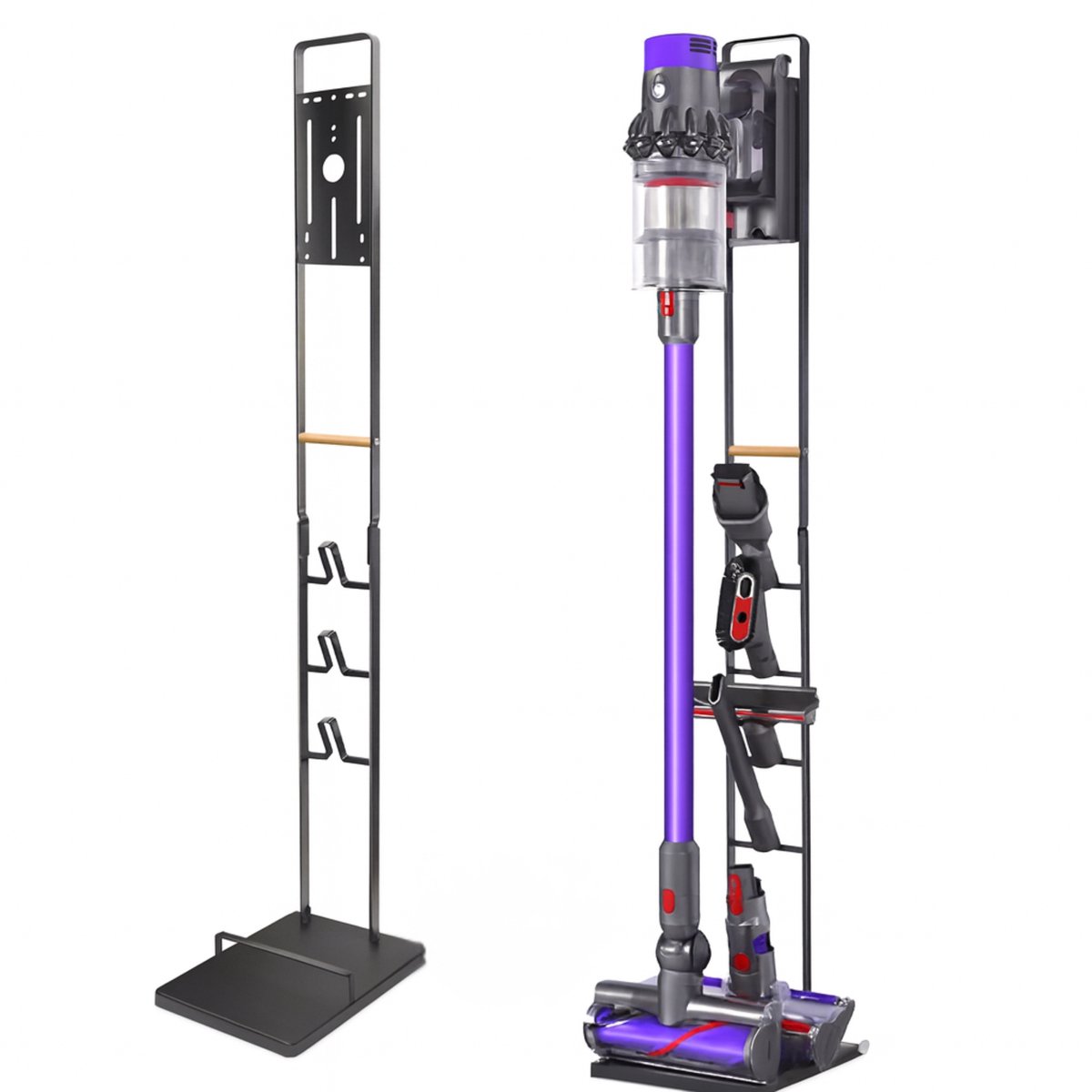 Steelstofzuiger Standaard - Geschikt voor Dyson V7/V8/V10/V11/V15 - Vrijstaand - Met accessoirehouders - RVS