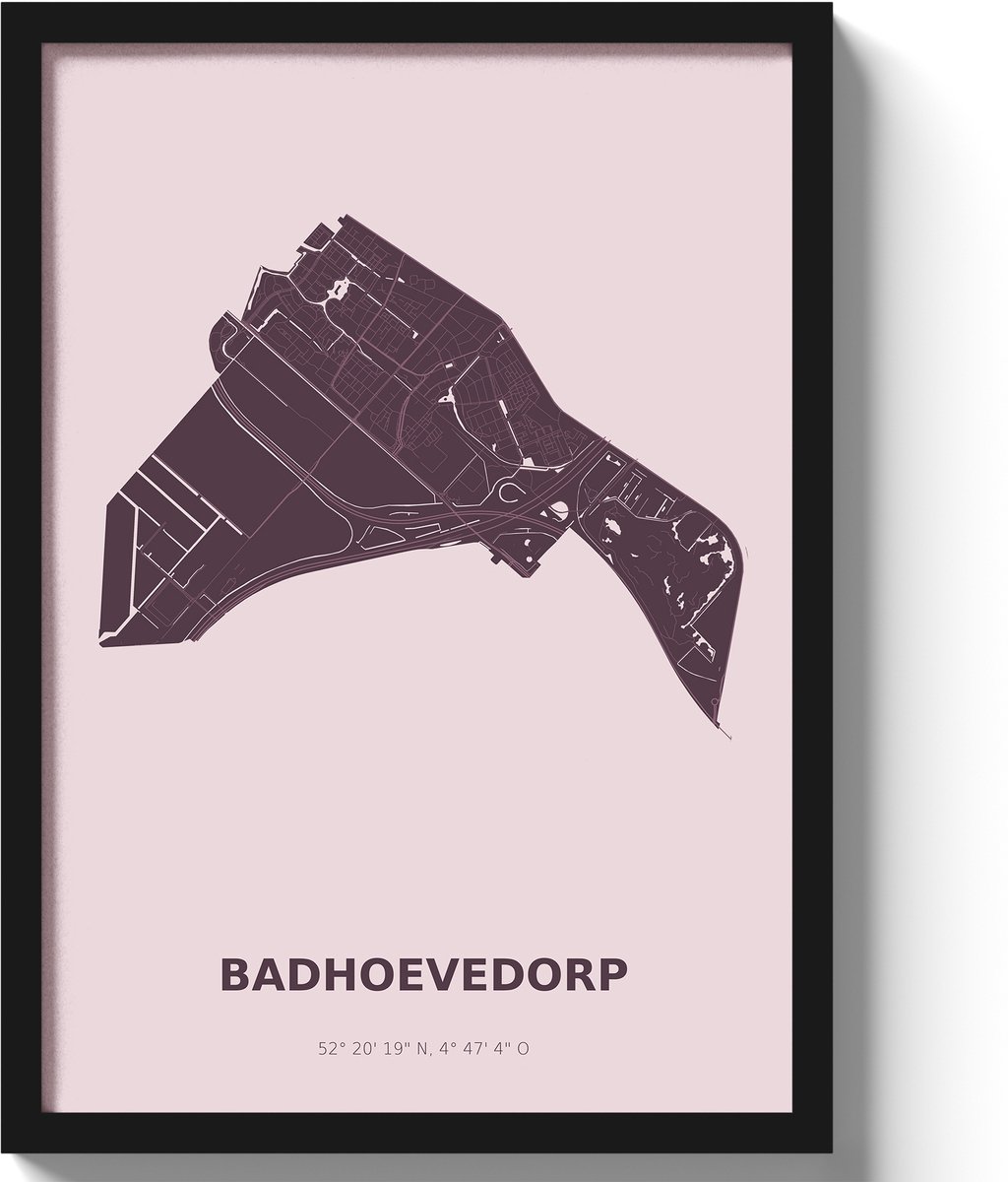 Poster Badhoevedorp A2 - 42 x 59,4 cm - Paars (Exclusief Lijst)