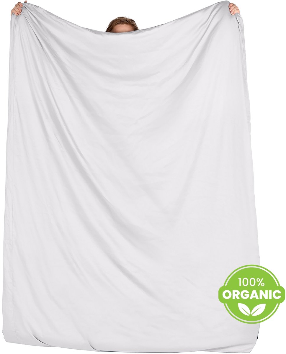 Wocha Hoeslaken - 100% Biologisch Katoen Satijn (300TC) - 160x210 - Wit - Premium kwaliteit - Tot 30 cm matrasdikte - Rondom elastiek