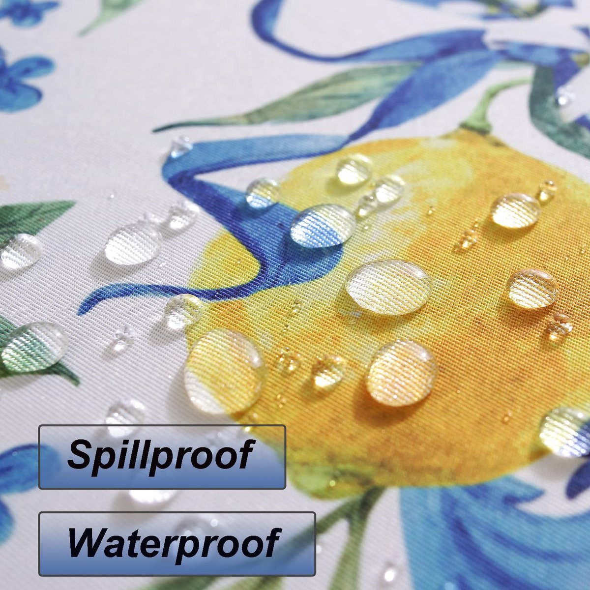 Unyqoos® Wasbaar rechthoekig tafelkleed met citroenbloesem voor zomerse tafeldecoratie