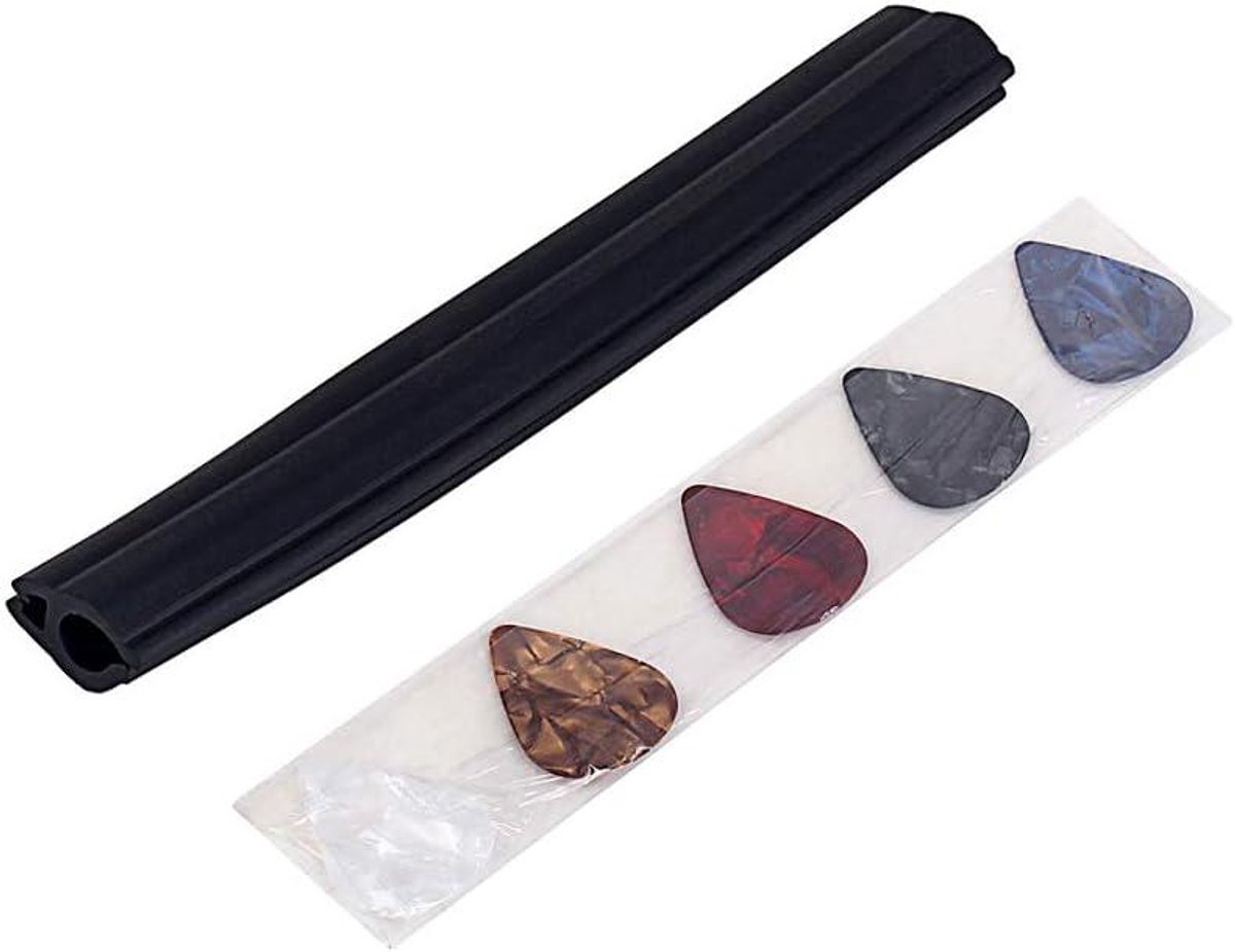 Ronte - Gitaar Picks Houder Klem Clip Zwart - Plectrumhouder voor Microfoon Stand met 5 Plectrums