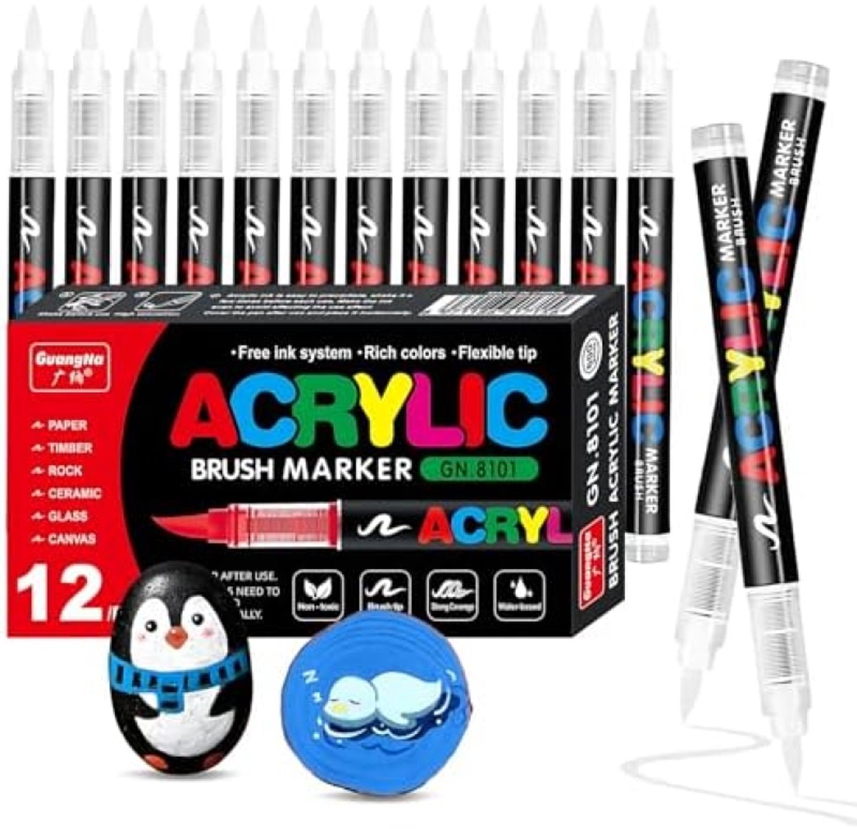 PromoHome 12-delige acrylmarkerset - Waterbestendige stiften voor creatieve projecten