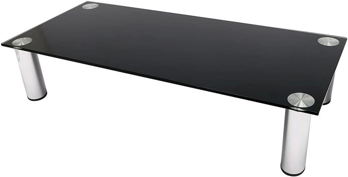 Gladde Glas TV Tafel 80 cm - Verhoging voor Monitor en TV - Zwart - Max 30 kg