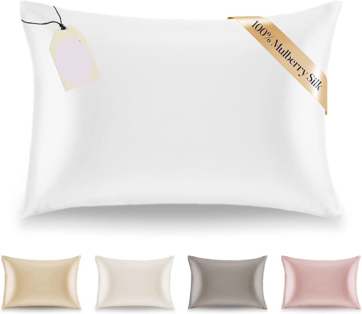 Famanu Zijden Kussensloop - Voor Kussen 40 x 80 cm, Wit, Dikte 19 Mannen (Silk Pillow Case) - 100% Dubbelzijdige Moerbeizijde - Verkocht...
