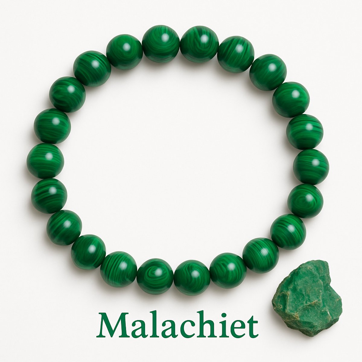 S4H Malachiet Edelsteen Armband (8 mm) – 17 cm – Hartchakra & Transformatie