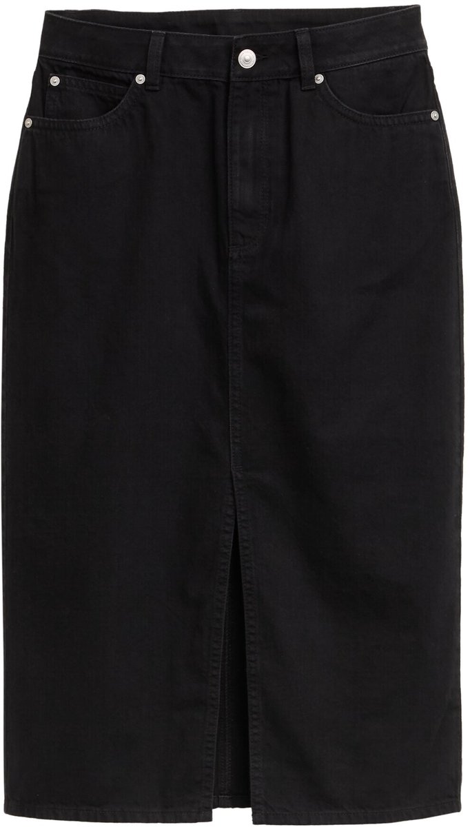 Tom Tailor Denim - Midi denim rok met split - Maat M - deep black