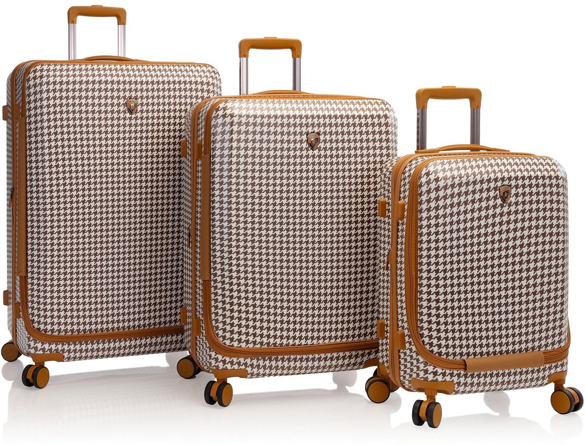 Heys EZ Fashion 4 wielen Kofferset 3-delig met uitbreidingsplooi - Harde bagage - TSA slot - brown houndstooth