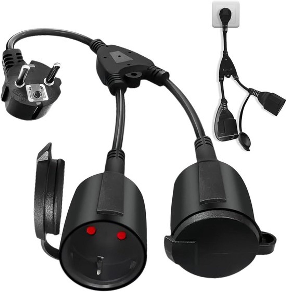 Buitenkabel met 2 Schuko-stopcontacten en waterdicht design - Ideaal voor kantoor en thuis