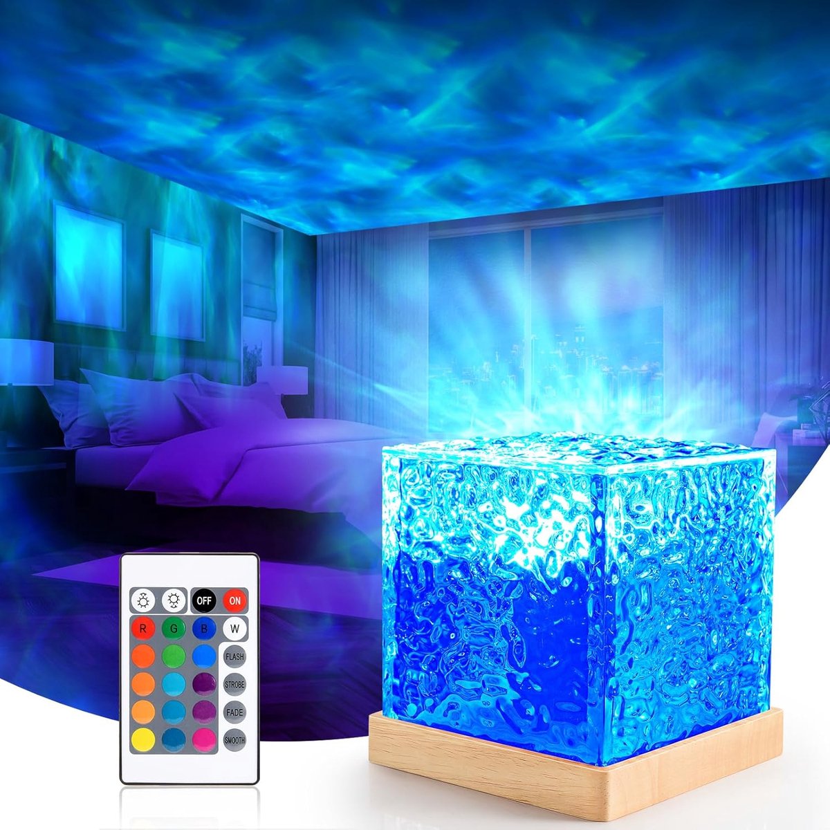 Ynkkvre - Sterrenhemel Projector met Oceaangolven – 16 Kleuren – 360° Galaxy Lamp met Afstandsbediening