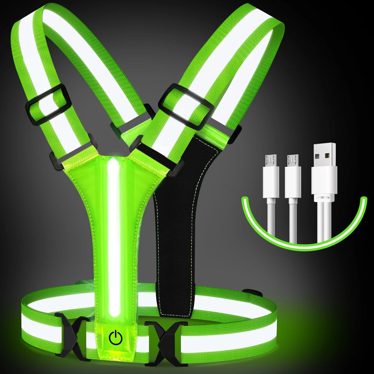 Je Huis LED Hardloopvest – USB Oplaadbaar Reflecterend Veiligheidsvest met Verlichting voor Hardlopen, Fietsen en Wandelen.