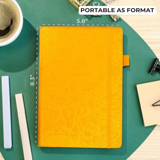 Yop & Tom Dotted journal notebook A5 - moon and stars - with extra thick paper (160 GSM) - Bullet Grid Journal (charcoal