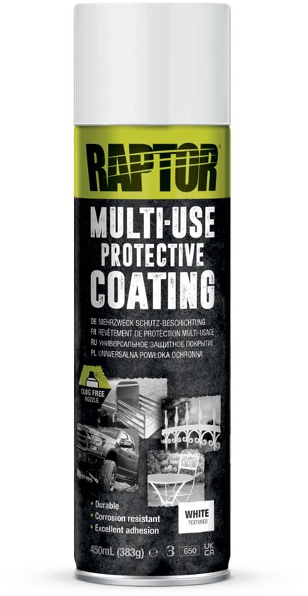 Raptor Liner Multi-Use Bedliner Coating BLANC bombe aérosol 450ml