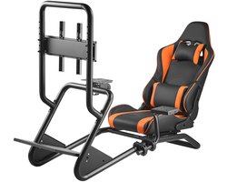 Verstelbare Racestuurstandaard met Monitorbevestiging, Stevige Simulatorcockpit Voor Stuurwielen en Pedalen, Compatibel met Logitech G25, G27, G29, G920, G923, Thrustmaster T300rs, TX F458, T500rs, T3pa-Pro (F1/GT) en Csr-Modellen