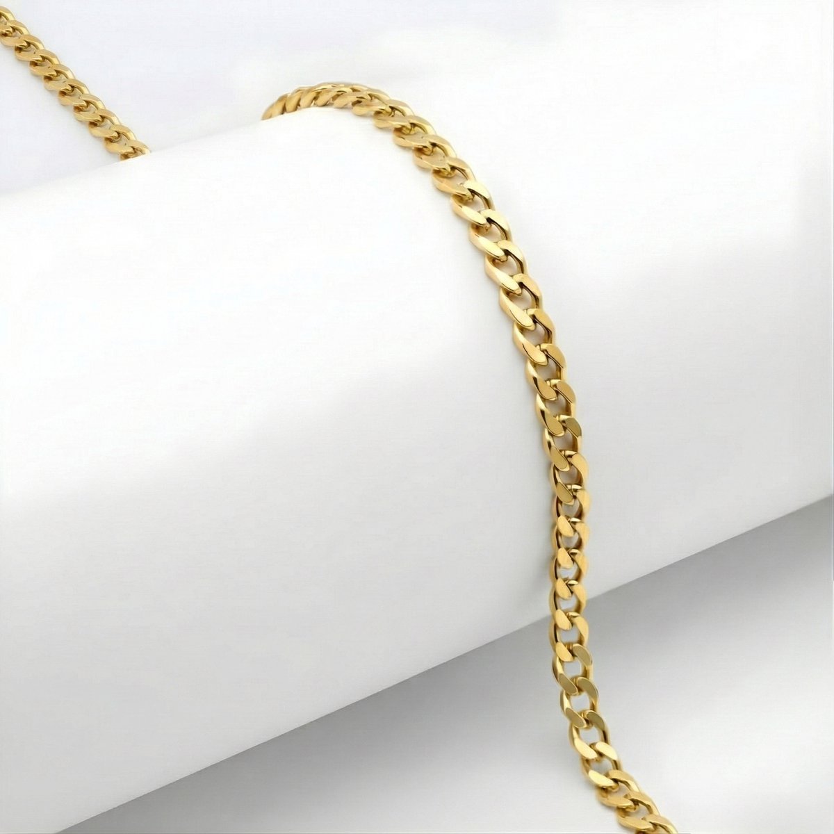 Ainy - Stainless Steel Ketting Goud | 3mm-45cm | Sieraden | Unisex Necklace | Schakelketting | RVS Goudkleurig Staal | Cadeau voor Dames en Heren