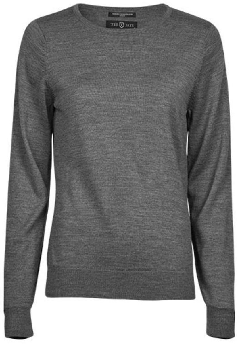Tee Jays - Dames Crew Neck Pullover Sweater - Grey Melange maat M