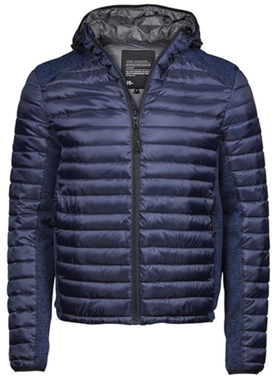 Tee Jays Hooded Outdoor Crossover Jacket Melange Marineblauw