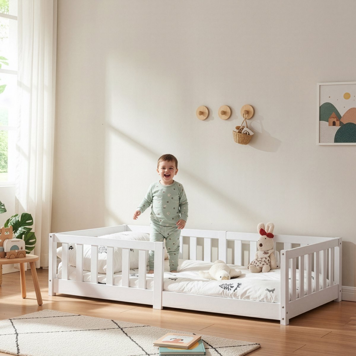 Kinderbed met matras Tanna 80x160 cm wit [en.casa]