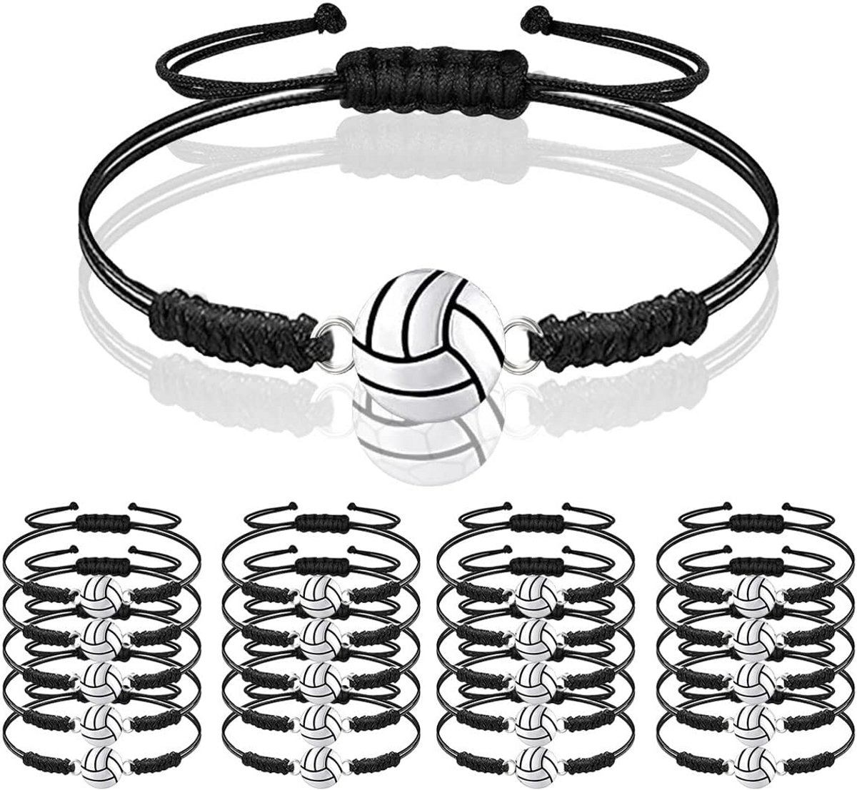 20 stuks volleybal armbanden verstelbaar waxtouw met hanger