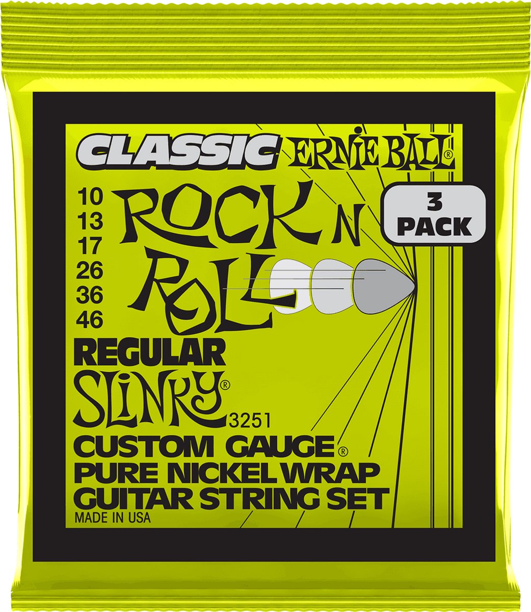 Ernie Ball 3251 Regular Slinky elektrische gitaarsnaren 3-pack (010-046)