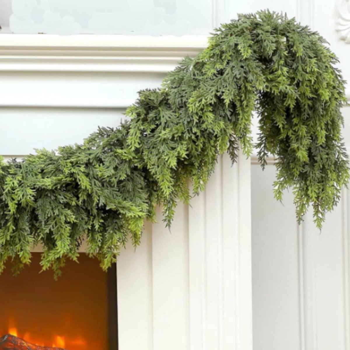 Kunstmatige Kerstguirlande Groene Ceder Guirlande Nep Ceder Dennennaalden Guirlande 6ft Norfolk Dennenguirlande Voor Vakantie Open Haard Raam Trap Binnen Buiten Decoratie 6ft Verdikt
