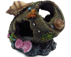Aquariumdecoratie - Aquarium Vat Decoratie - 12x8x10 CM - Luxe Aquarium Decoratie Vat - Simulatie Mos Decoratie - Aquarium Rock Cave Decoratie - Hars Simulatie Ornament - Vissenkom - Shell wijnvat - Decoratie - Geweldig Cadeau voor Vrouw & Man