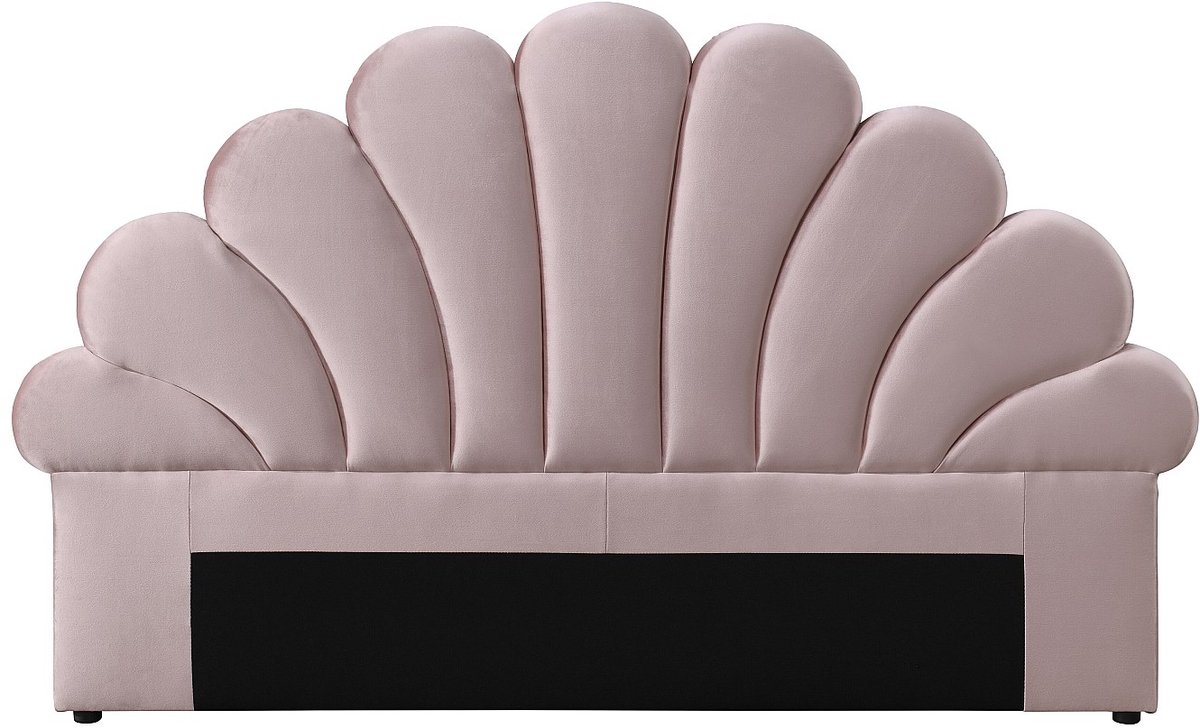 Vente-unique Schelpvormig hoofdbord - 160 cm - Fluweel - Roze - MOANA
