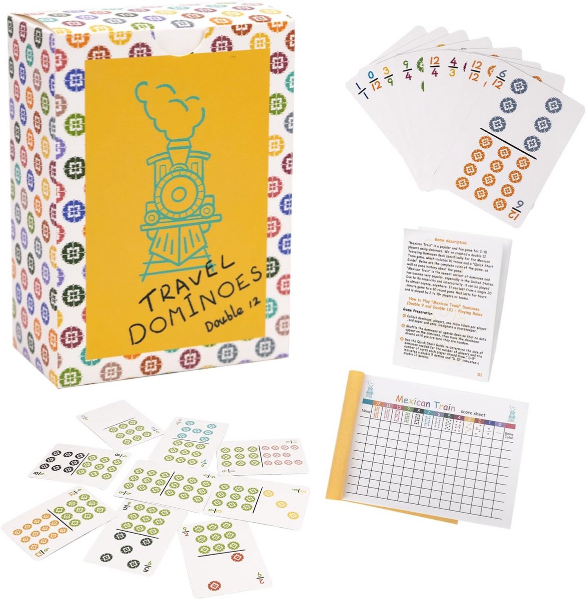 Mini Domino Spel - Mexicaanse Trein voor 2-10 Spelers - Dubbele 9 en 12 Dominostenen Set