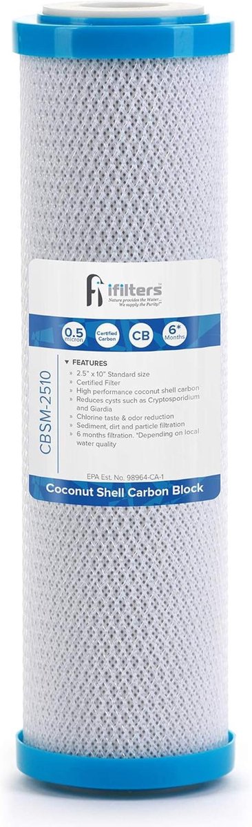 Kokosnootschaal CTO Cyste Koolstoffilter Drinkwaterfilter 2,5 x 10 0,5 micron