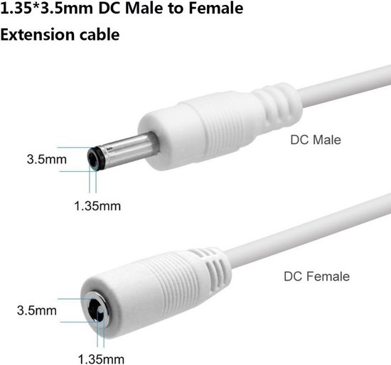 Liwinting Waterdichte DC-verlengkabel – 3,5 X 1,35 Mm – 3 Meter – 2 Stuks, Zwart – IP67 – Voor Buitenverlichting En Zonnepanelen