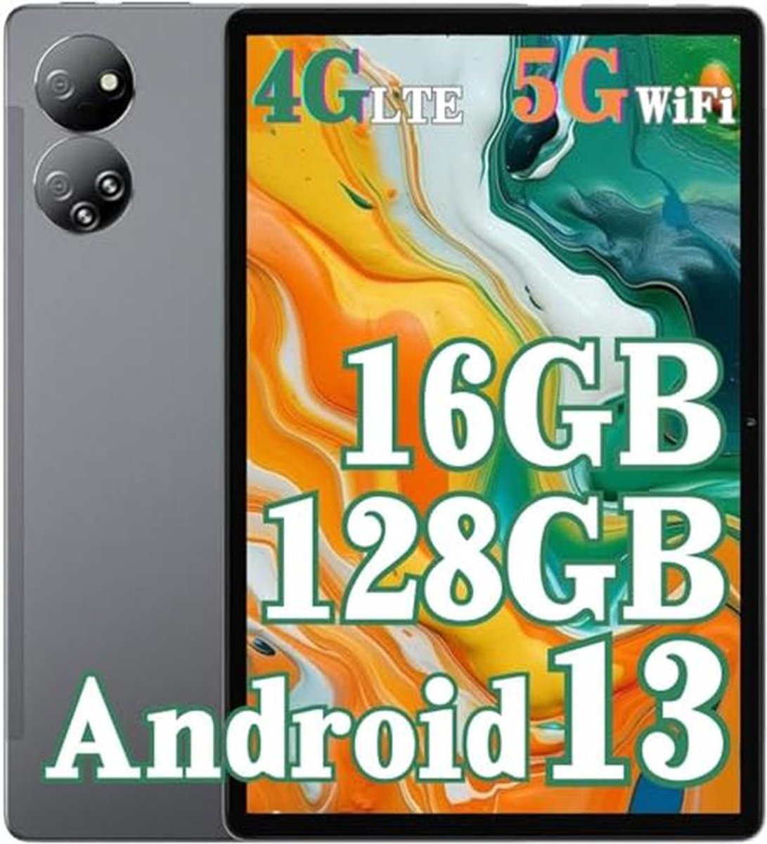 10,1 inch Android tablet met 16 GB RAM en 128 GB opslag, uitbreidbaar tot 1TB, Octa-Core processor, Dual SIM, 4G LTE, WiFi