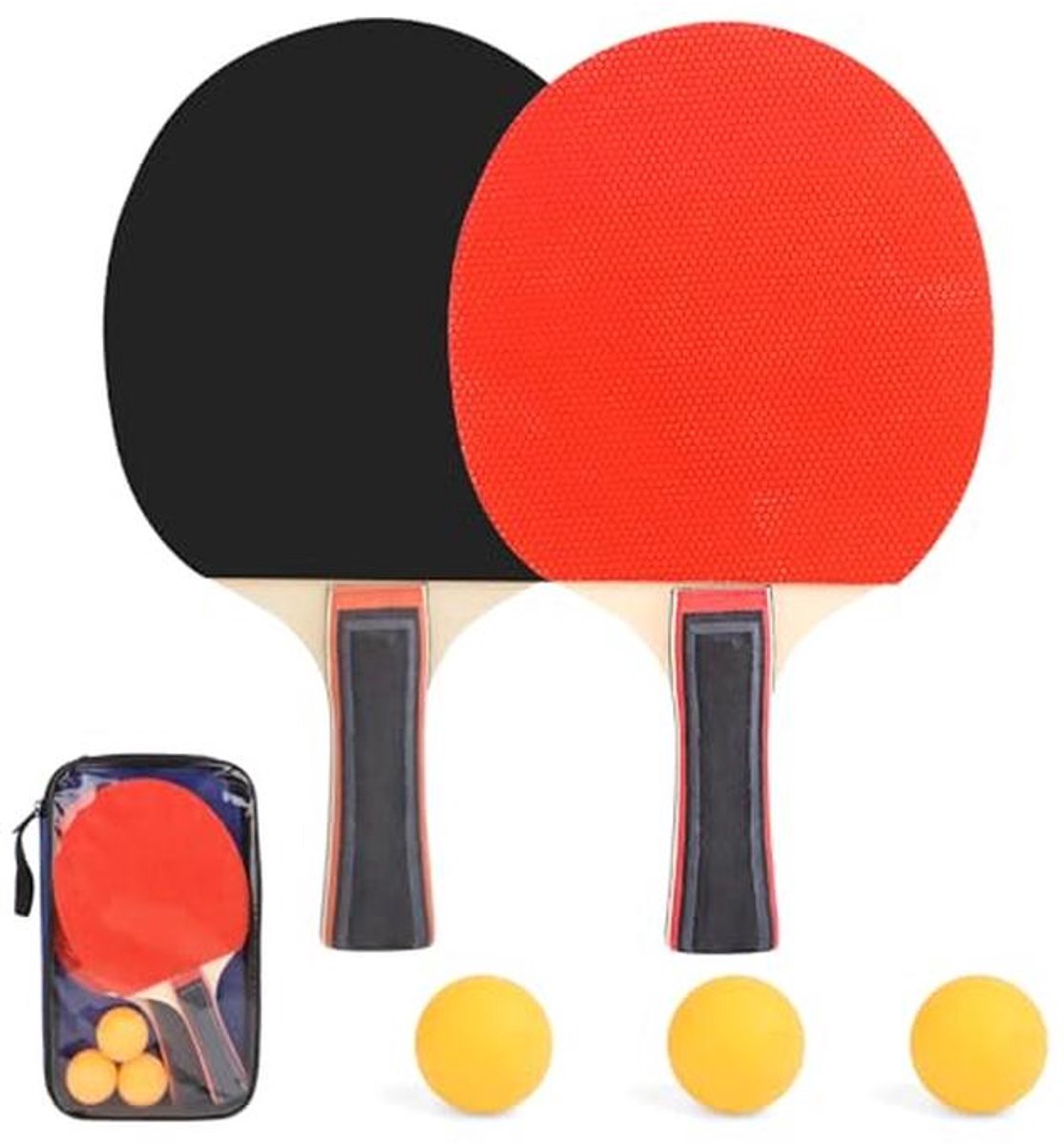 Tafeltennisset voor Kinderen en Volwassenen met 2 Batjes en 3 Ballen