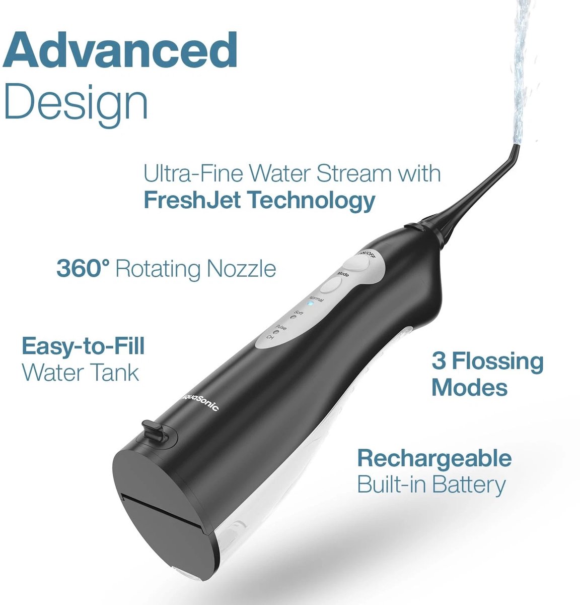 Aquasonic Aqua Flosser - Professionele oplaadbare waterflosser - aquaflosser - tandenflosser