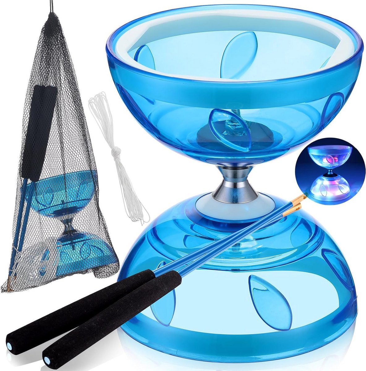 Oplichtende Diabolo Jongleerset met Kogellagers voor Kinderen en Volwassenen - Ideaal voor Beginners en Professionals