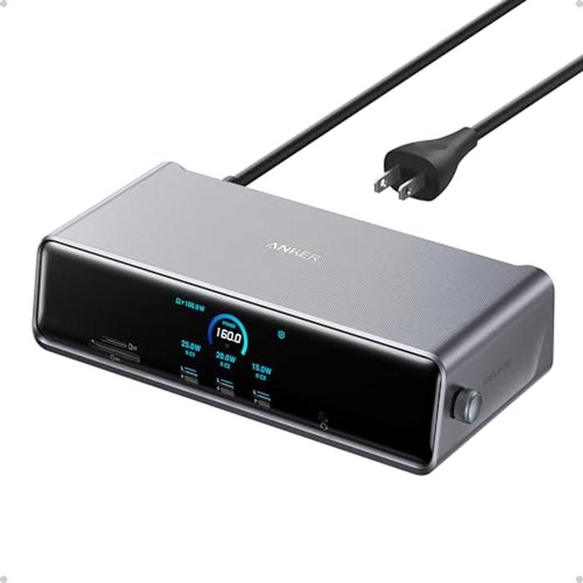 Docking station met 14 poorten, triple DisplayLink, USB-C tot 140W, slimme scherm en geïntegreerde fan, 8K ondersteuning, compatible met MacOS en Windows