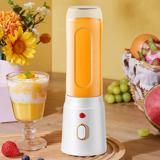 Blender To Go - Smoothie Maker - Mini Blender - 500ML draagbare blender - met mini bijvoedselbeker met deksel - USB-oplaadbare mixer smoothie maker to go - staande mixer klein - voor sapshake, smoothie en babyvoeding - wit van Merkloos — afbeelding 3