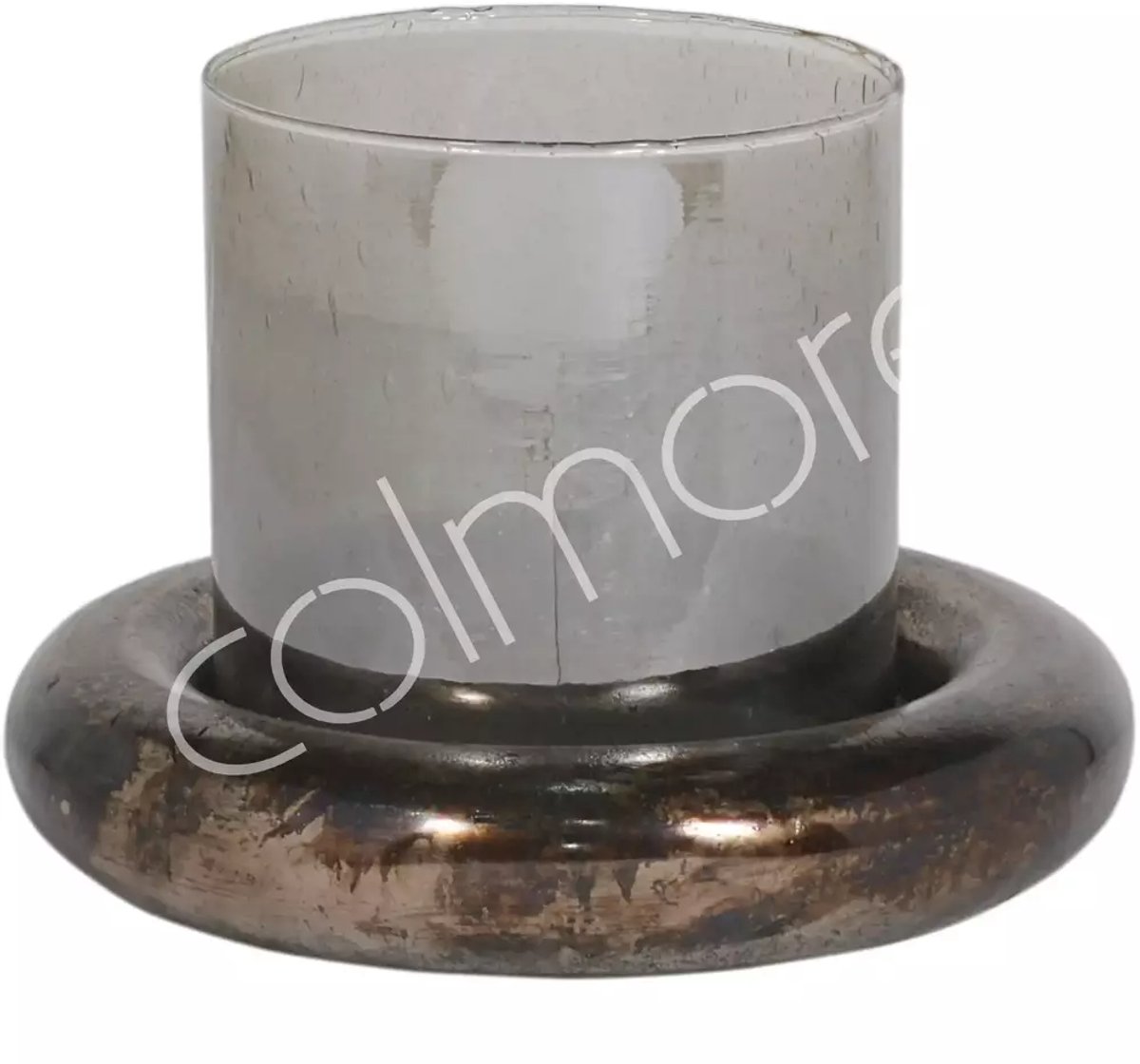 Colmore by Diga-Windlicht-Hurricane-luster glass-alu raw/oxyburned 24x24x18cm