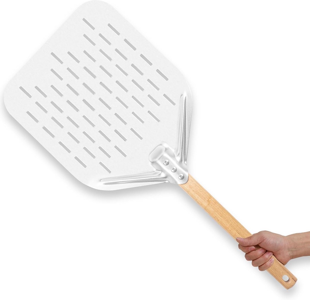 Pizzaschep Aluminium met Houten Handvat - 39,5 x 30 cm voor Zelfgemaakte Pizza