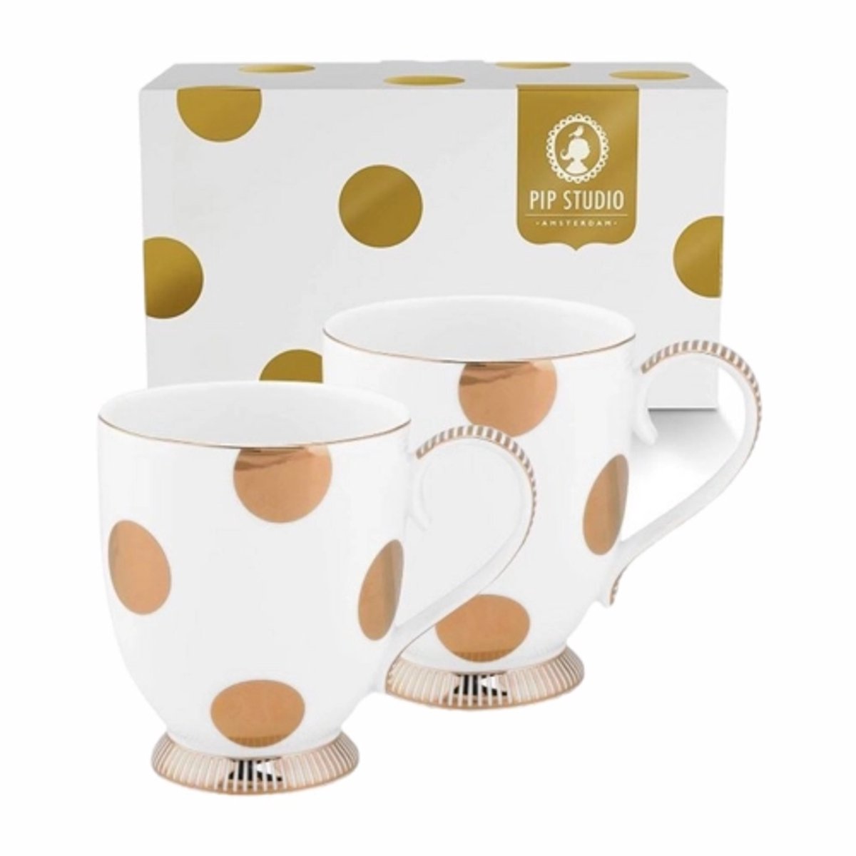 Mok Pip Studio Dot Delight White-Gold 350 ml (Set van 2)