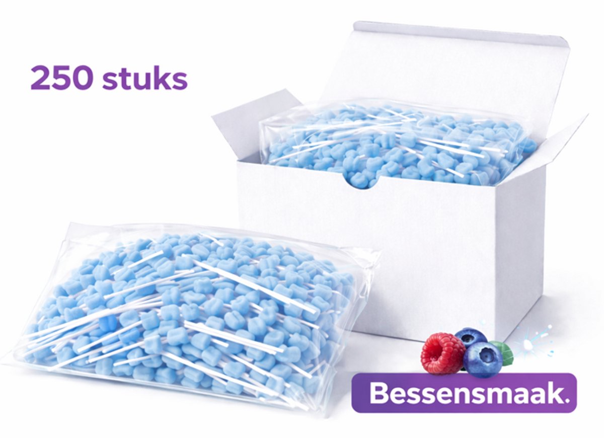 Dutchblue Mondverzorgingsswabs – Bessensmaak – 250 Stuks – Disposable Dental Swabs