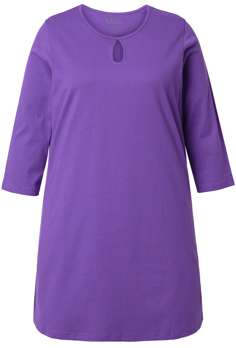 Ulla Popken - Dames - Longshirt A-lijn ronde hals 3/4-mouwen - Purper - Maat 54+