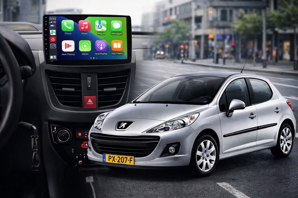 ADIVOX T1 9 inch geschikt voor Peugeot 207 Android 15 CarPlay/Auto/Wifi/GPS/RDS/DSP